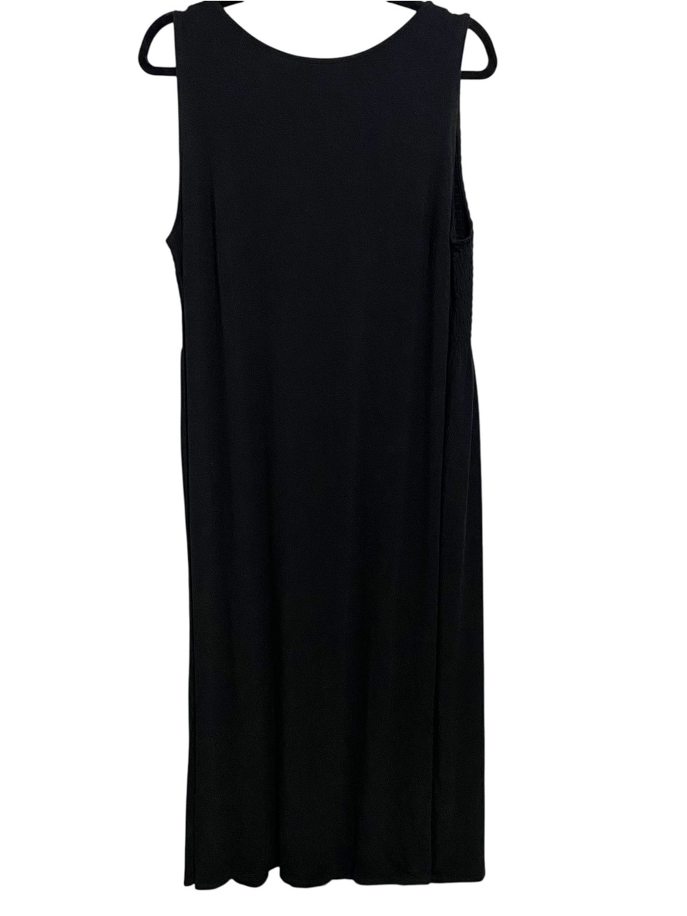 J Jill Dress Womens Sz 1X Wearever Black Maxi Smocked Artsy Lagenlook Minimalist